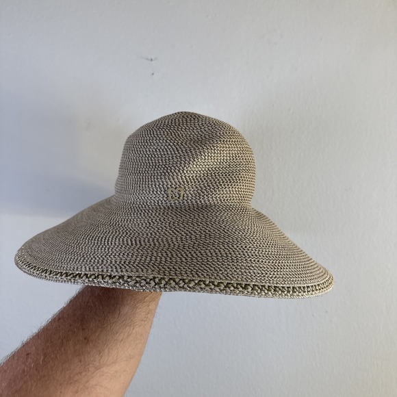 Eric Javits Women's Hampton Squishee Beige And Brown Hat SPF 50 - Picture 2 of 6